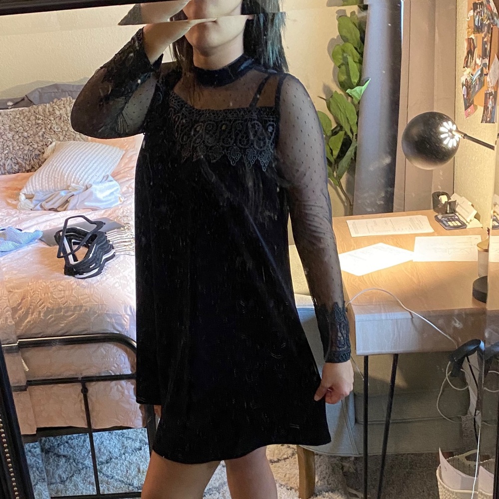 black crushed velvet dress